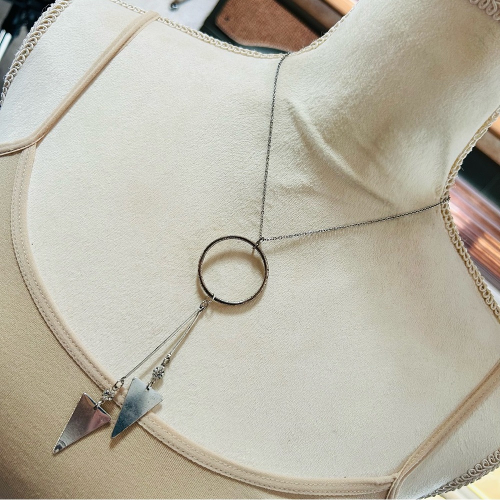 Handcrafted repurpose rhinestone dangle pendant on chain necklace